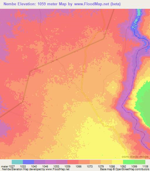 Nembe,Zimbabwe Elevation Map