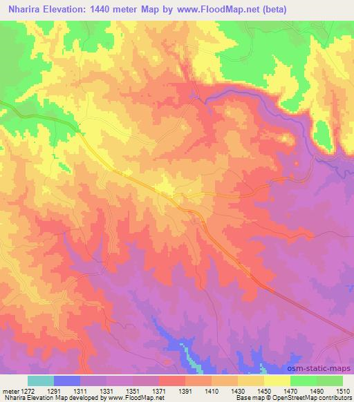 Nharira,Zimbabwe Elevation Map