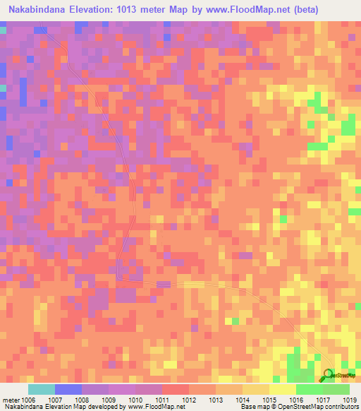 Nakabindana,Zimbabwe Elevation Map