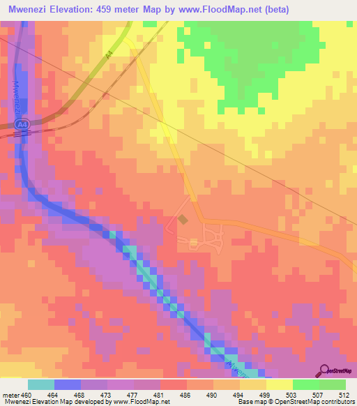 Mwenezi,Zimbabwe Elevation Map