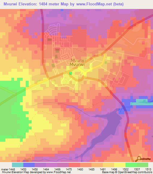 Mvurwi,Zimbabwe Elevation Map