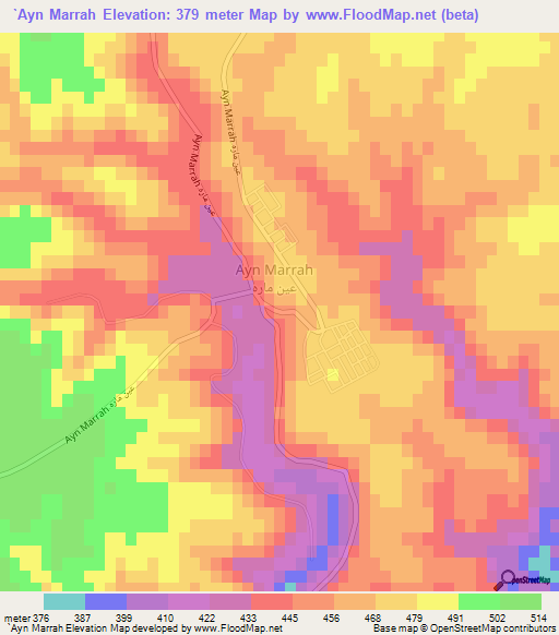`Ayn Marrah,Libya Elevation Map