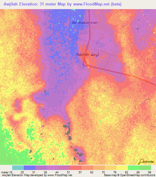 Awjilah,Libya Elevation Map
