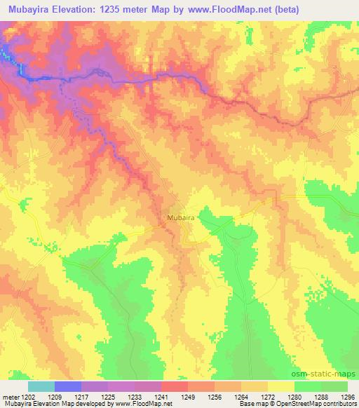 Mubayira,Zimbabwe Elevation Map