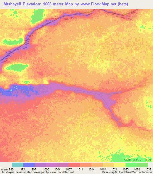 Mtshayeli,Zimbabwe Elevation Map