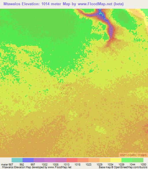 Mtawalos,Zimbabwe Elevation Map