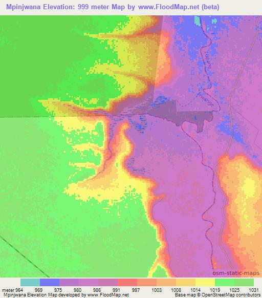Mpinjwana,Zimbabwe Elevation Map