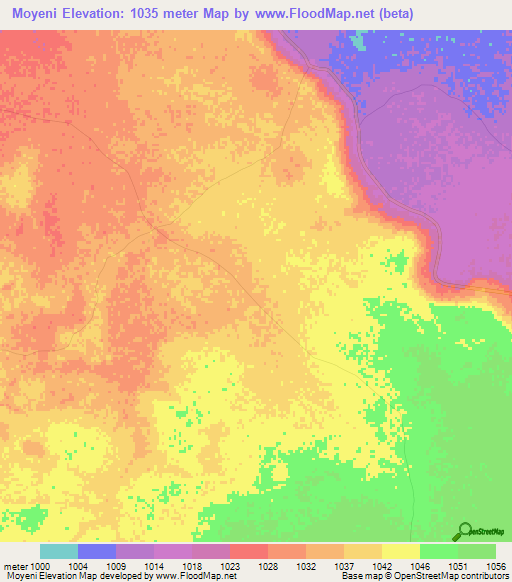 Moyeni,Zimbabwe Elevation Map