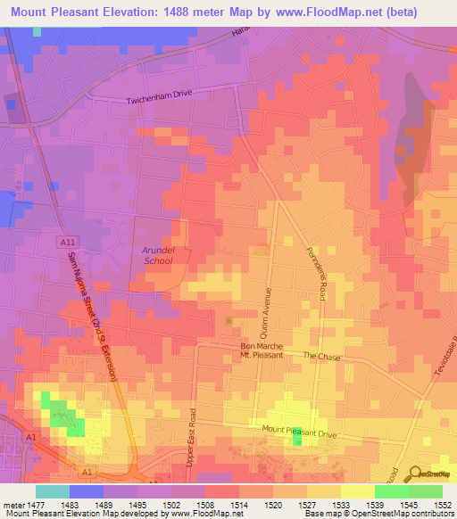 Mount Pleasant,Zimbabwe Elevation Map