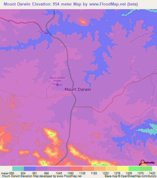 Mount Darwin,Zimbabwe Elevation Map