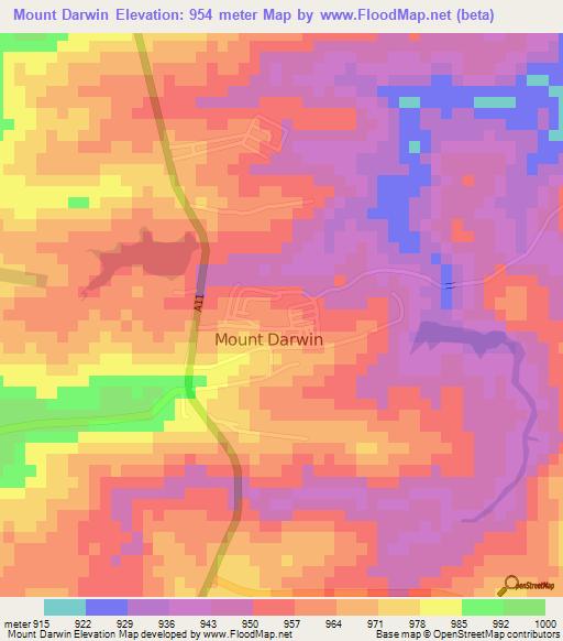 Mount Darwin,Zimbabwe Elevation Map