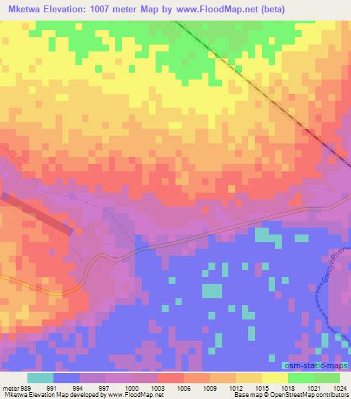 Mketwa,Zimbabwe Elevation Map