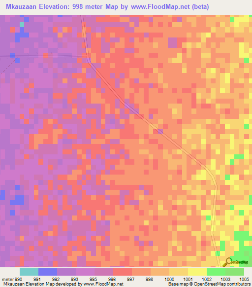 Mkauzaan,Zimbabwe Elevation Map