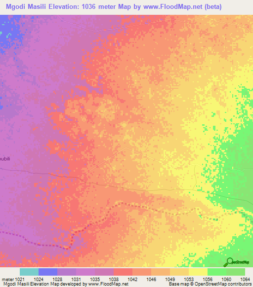 Mgodi Masili,Zimbabwe Elevation Map