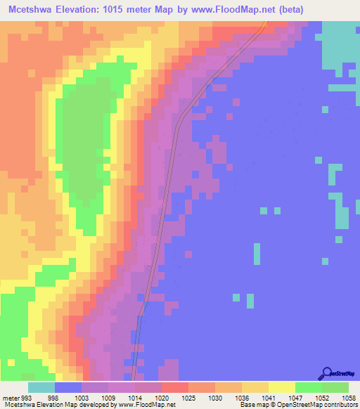 Mcetshwa,Zimbabwe Elevation Map