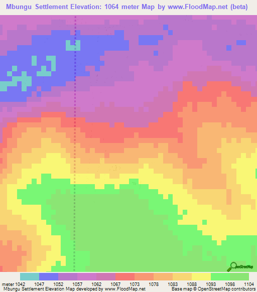 Mbungu Settlement,Zimbabwe Elevation Map