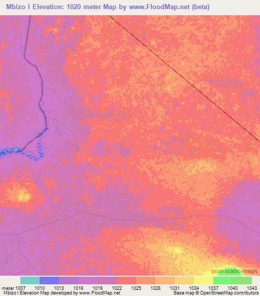 Mbizo I,Zimbabwe Elevation Map
