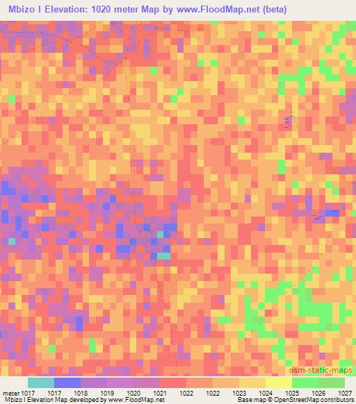 Mbizo I,Zimbabwe Elevation Map