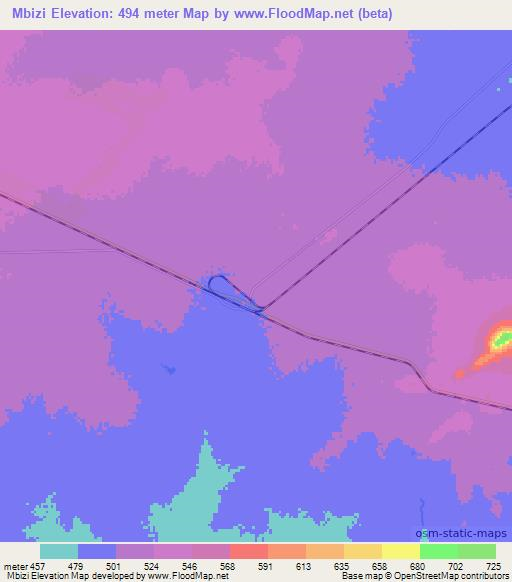 Mbizi,Zimbabwe Elevation Map
