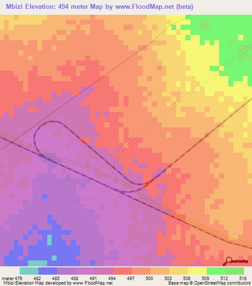 Mbizi,Zimbabwe Elevation Map