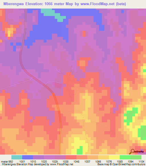 Mberengwa,Zimbabwe Elevation Map