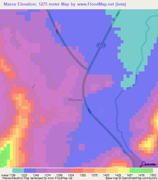 Mazoe,Zimbabwe Elevation Map