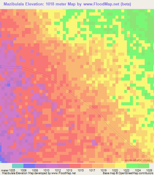 Mazibulala,Zimbabwe Elevation Map