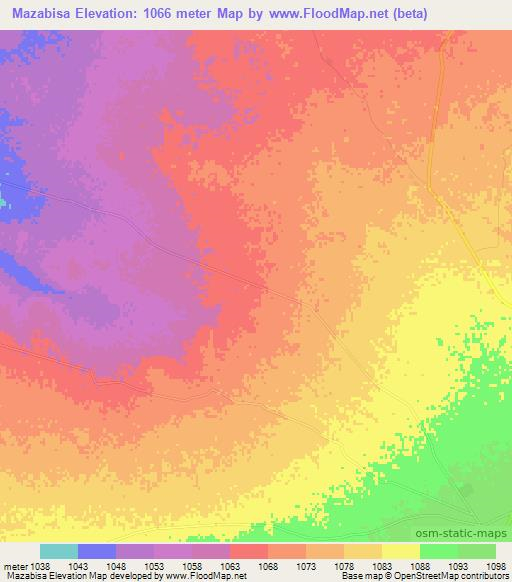 Mazabisa,Zimbabwe Elevation Map