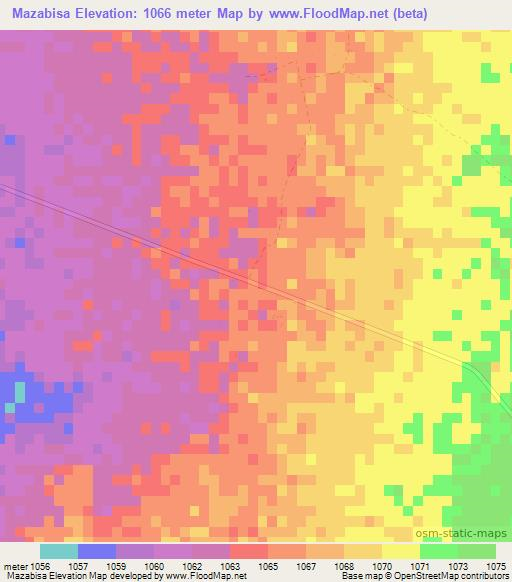Mazabisa,Zimbabwe Elevation Map
