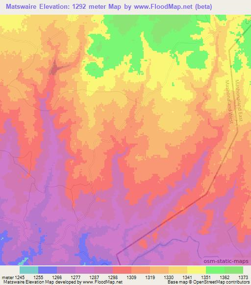 Matswaire,Zimbabwe Elevation Map