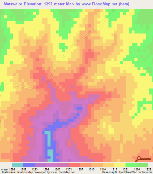 Matswaire,Zimbabwe Elevation Map
