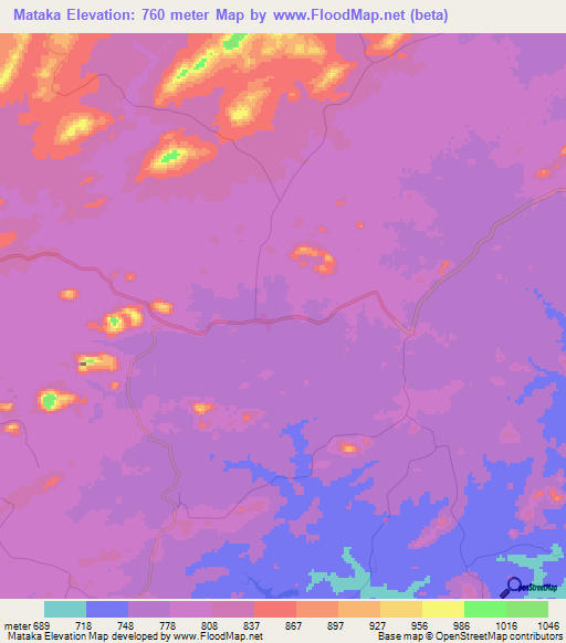 Mataka,Zimbabwe Elevation Map