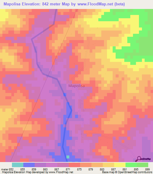Mapolisa,Zimbabwe Elevation Map