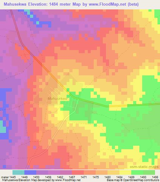 Mahusekwa,Zimbabwe Elevation Map