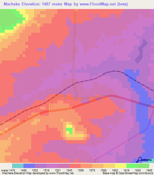 Macheke,Zimbabwe Elevation Map