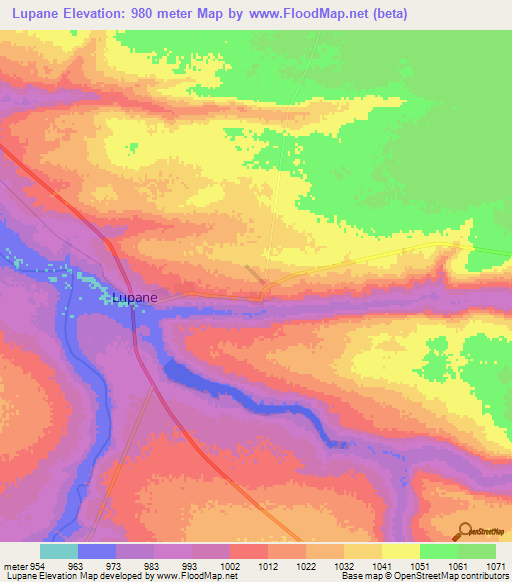 Lupane,Zimbabwe Elevation Map