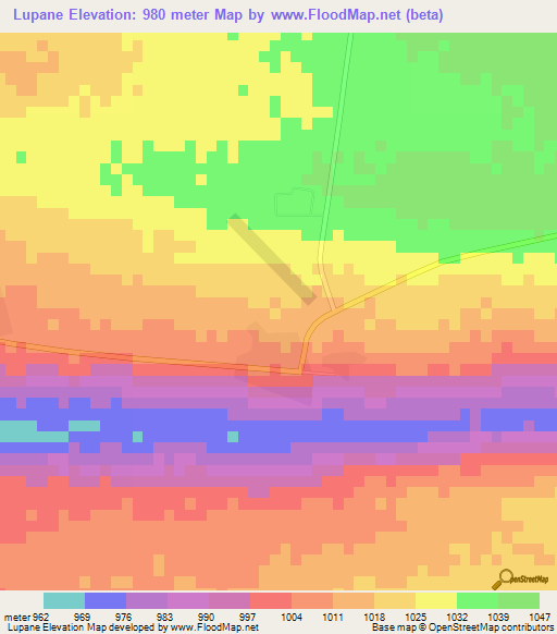 Lupane,Zimbabwe Elevation Map