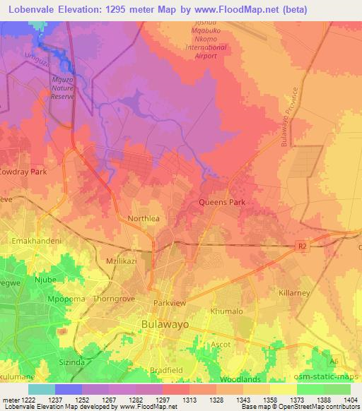 Lobenvale,Zimbabwe Elevation Map