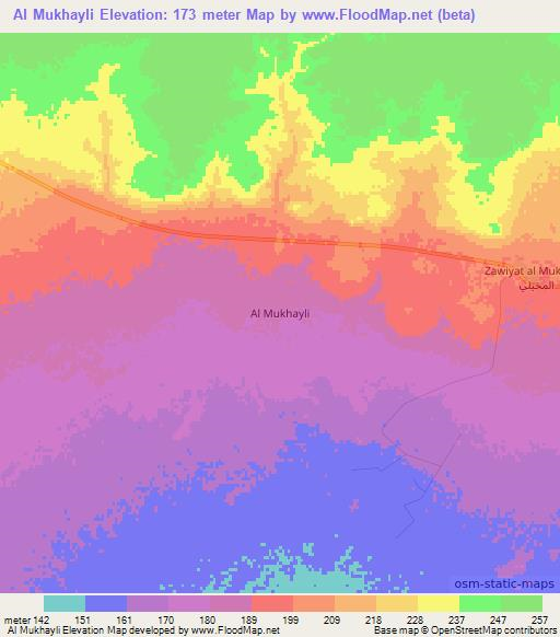 Al Mukhayli,Libya Elevation Map