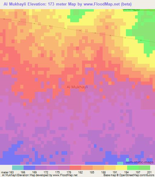 Al Mukhayli,Libya Elevation Map