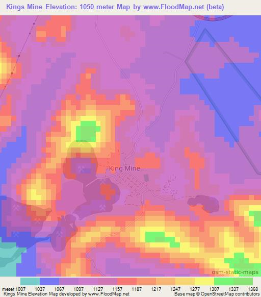 Kings Mine,Zimbabwe Elevation Map