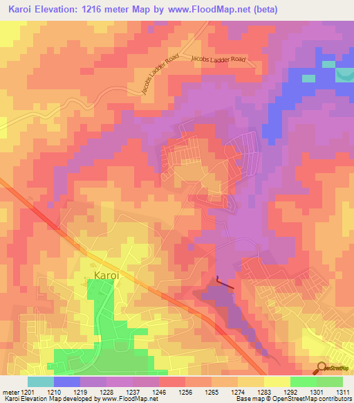 Karoi,Zimbabwe Elevation Map