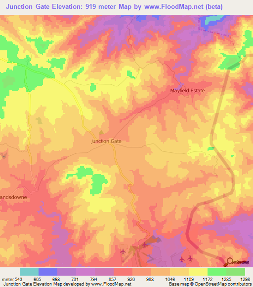 Junction Gate,Zimbabwe Elevation Map
