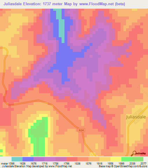 Juliasdale,Zimbabwe Elevation Map