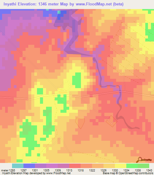 Inyathi,Zimbabwe Elevation Map