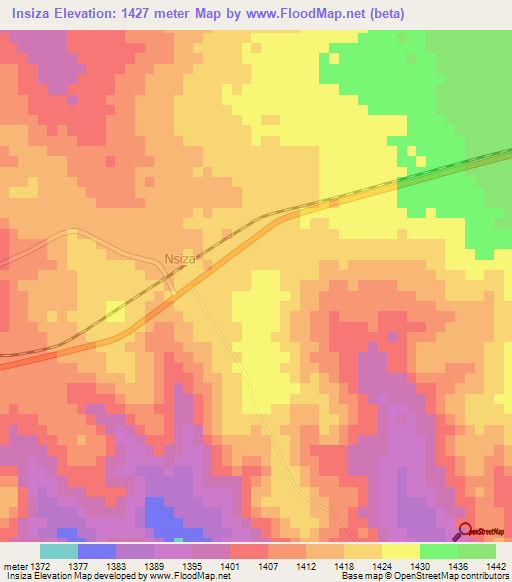 Insiza,Zimbabwe Elevation Map
