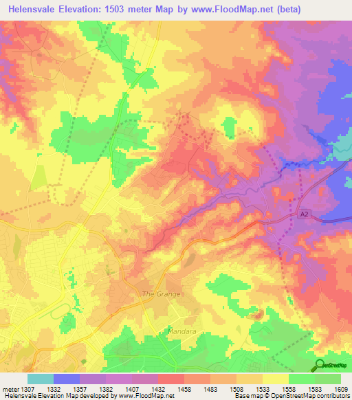 Helensvale,Zimbabwe Elevation Map