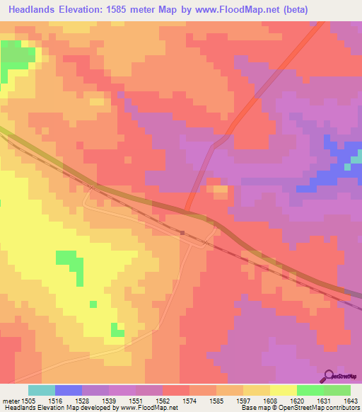 Headlands,Zimbabwe Elevation Map