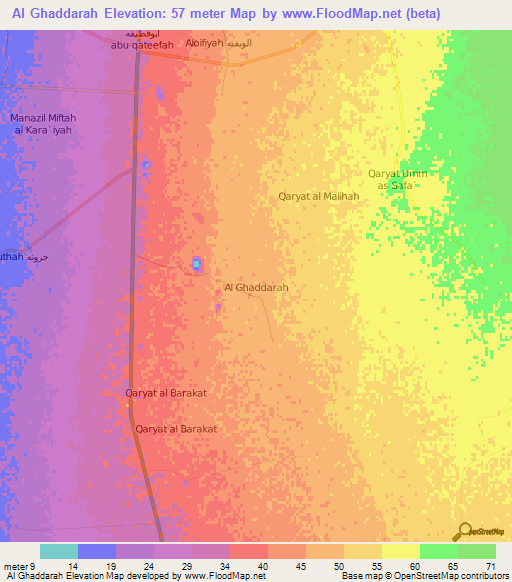 Al Ghaddarah,Libya Elevation Map