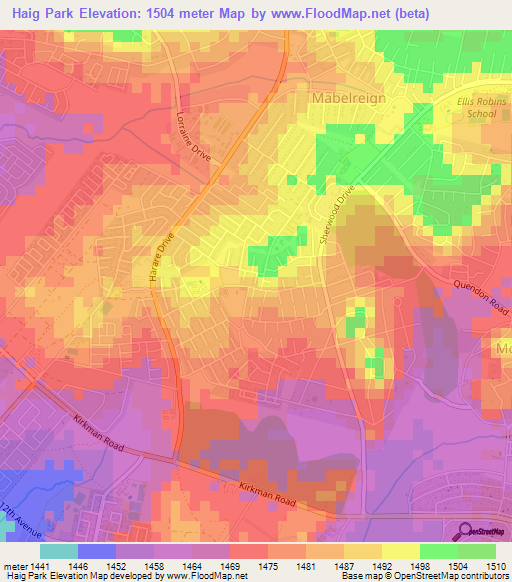 Haig Park,Zimbabwe Elevation Map